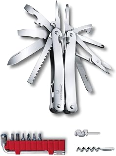 Victorinox Swiss Tool Spirit X Plus Multi-Tool, 35 Functions, Leather Pouch | Swiss Made Steel Pocket Knife with Needle-Nose Pliers, Ratchet, Bit Set, Scissors, and Saws. 115 mm Design
