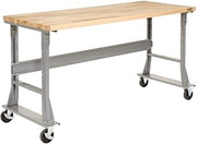 Global Industrial Mobile Fixed Height Workbench, Maple Block Square Edge, 48" W x 30" D, Gray