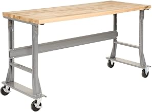 Global Industrial Mobile Fixed Height Workbench, Maple Block Square Edge, 48" W x 30" D, Gray