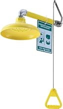 Global Industrial Emergency Drench Shower, Horizontal Wall Mounted, ABS Plastic Head, Yellow