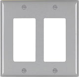 Legrand Pass & Seymour TP262GRYCC12 Trademaster Mid-Size Unbreakable Nylon Wall Plate, 2 Gang, Two Decorator Rocker GFCI Cover, Gray (1 Count)