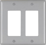 Legrand Pass & Seymour TP262GRYCC12 Trademaster Mid-Size Unbreakable Nylon Wall Plate, 2 Gang, Two Decorator Rocker GFCI Cover, Gray (1 Count)