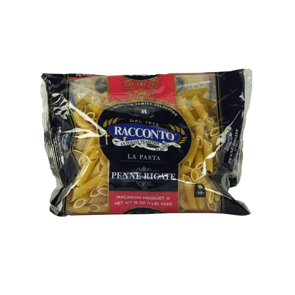 Penne Rigate Mostaccioli with Lines by Racconto – 8.5 inches x 22 inches x 10 inches, Pack of 20
