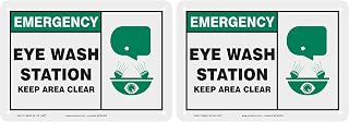 Accuform"Emergency Eye WASH Station Keep Area Clear" Plastic Safety Sign, 7" x 10", MFSD928VP (Pack of 2)