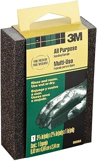 3M Small Area Sanding Sponge, 3.75-in by 2.625-in by 1-in, Fine/Medium