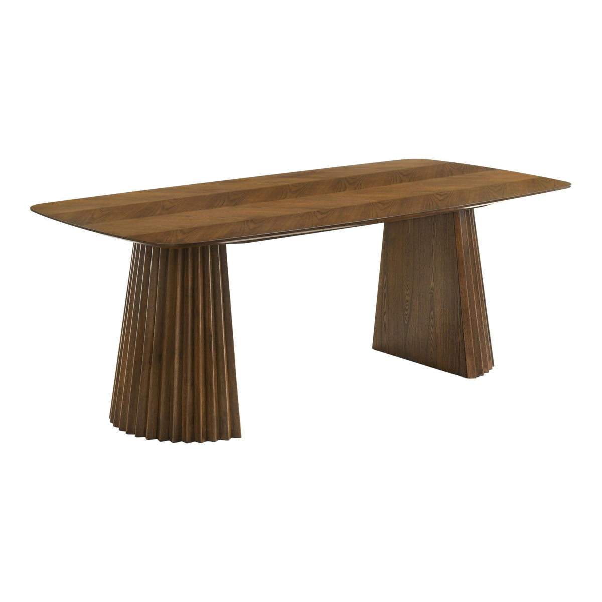 Sacks - Mid-Century Modern Herringbone Walnut Dining Table by Limari Home – Rubberwood, Walnut, Model LIM-85577