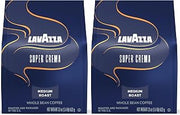 Lavazza Super Crema Whole Bean Coffee, Medium Espresso Roast, Arabica and Robusta Blend, 22 oz Bag (Pack of 2)