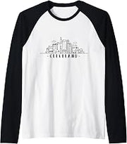 Cleveland Ohio Skyline Raglan Baseball Tee