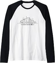 Cleveland Ohio Skyline Raglan Baseball Tee