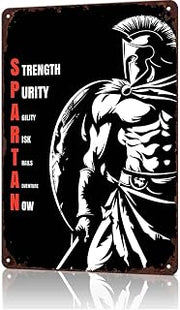 Spartan Warrior Vintage Metal Wall Art Signs 8X12 In