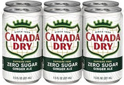 Canada Dry Ginger Ale Zero Sugar, 7.5 Fl Oz Cans, 24 Pack