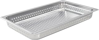 Winco 11.8 qt Full Size Silver Stainless Steel Steam Table Pan (Set of 12) | Dishwasher safe, Perforated, Foodservice, Great for Steam Tables, Buffets and Food Preparation