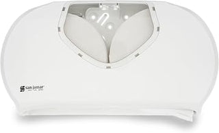 San Jamar Summit Bath Tissue Dispenser, Twin/Dual Dispensing; Jumbo Rolls; Plastic, 3.25" Core, White