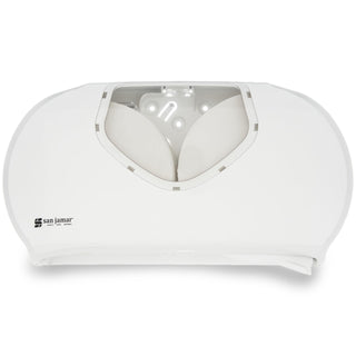 Summit Bath Tissue Dispenser by San Jamar – 9", Plastic, White/Clear, Model R4070WHCL