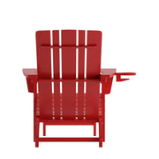 Halifax Poly Resin Adirondack Chair with Cup Holder and Pull Out Ottoman by Flash Furniture – Set of 2, Plastic: Polyethylene (HDPE), Red, Pack of 2, Model 2-LE-HMP-1045-110-RD-GG