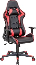 Global Industrial High Back Gaming Chair, Bonded Leather, Black/Ruby Red