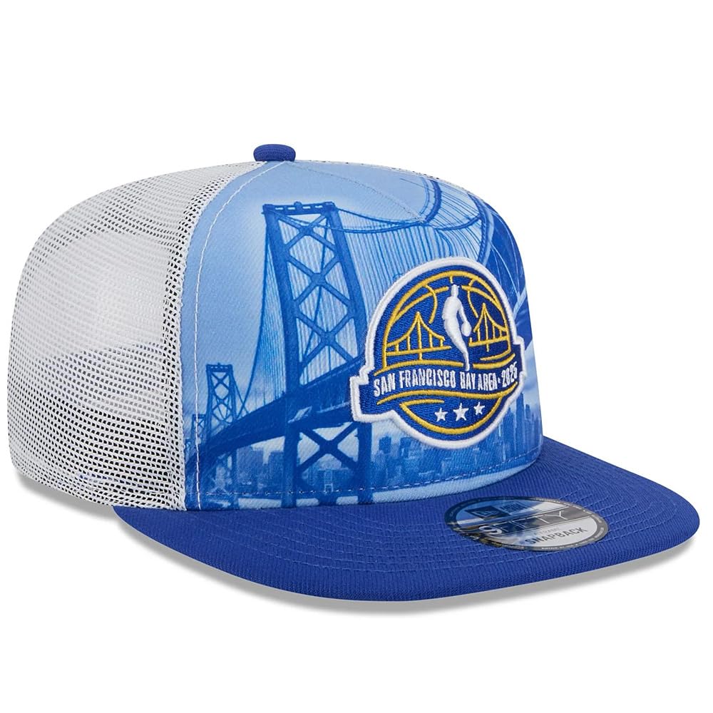 SF San Francisco Bay 9FIFTY A-Frame 2025 All-Star Game Golden Gate Snapback Cap by New Era – Cotton, Polyester, White, Royal, Model 60652368