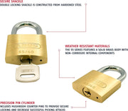 55/40 Keyed Alike Code 5406 Solid Brass Keyed Padlock with 2 Keys by ABUS – 1 Pack, Brass, Gold, Model 55246
