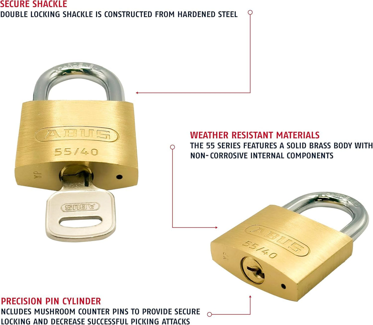 ABUS 2 Pack / 1 Pack / Gold Keyed Padlocks