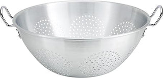 Winco 16 qt Aluminum Colander with Handles No Base
