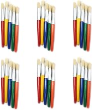 CLI Charles Leonard Round Paint Brushes, 7.5-inch Plastic Handle, Natural Bristle, Assorted Colors, 5 Per Set, 6 Sets (CHL73205-6)