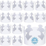 Hygloss White Paper Crowns 12 Pack - Paper Crowns for Kids to Decorate - Craft Activity - Blank Crown for Adults - Perfect for Parties, Celebrations - DIY Crown Crafts