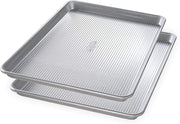 1607CR Bakeware Extra Large Sheet Baking Pan and Bakeable Nonstick Cooling Rack Set by USA Pan – Metal, Silver
