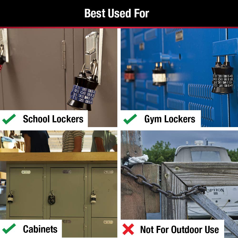 Combination Padlock by Master Lock – 1 Pack, Metal, Assorted; colors may vary, Model 1535D