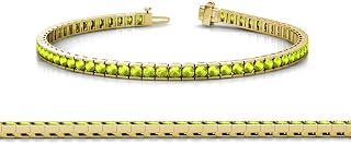 Peridot 2mm Channel Set Tennis Bracelet 2.98 ctw 14K Yellow Gold