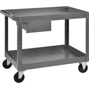 2 Shelf Deep Tray Steel Stock Cart by Global Industrial – 3"L x 24"W x 32"H, 12-Gauge Steel, Gray, Model 988844