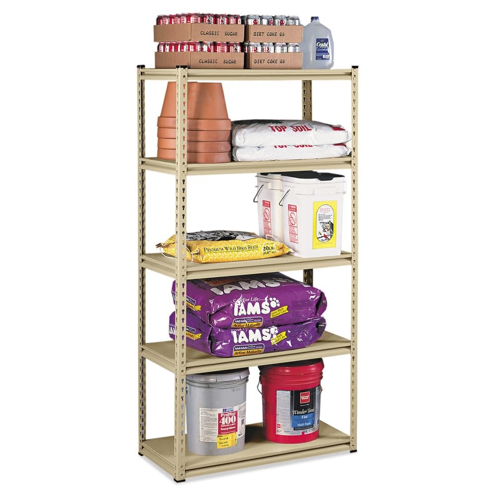 Tennsco LSS361872 Stur-D-Stor Shelving Five-Shelf 36w x 18d x 72h Sand by Sharpie – 36 by 18-1/2 by 73-Inch, Alloy Steel, Sand, Model LSS-361872