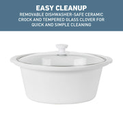Slow Cooker 6-Quart Manual Crockery Style with Dishwasher Safe Oval Ceramic Crockpot and Glass Lid Two Temperature Settings Plus Keep Warm by West Bend – Model SCWB6QPTNW13