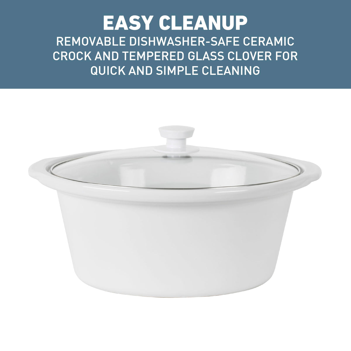 Slow Cooker 6-Quart Manual Crockery Style with Dishwasher Safe Oval Ceramic Crockpot and Glass Lid Two Temperature Settings Plus Keep Warm by West Bend – Model SCWB6QPTNW13