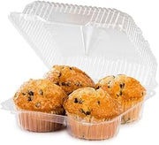 DFI Detroit Forming LBH-8604 4 Compartment Clear OPS Plastic Hinged Locking Muffin Cupcake Container 8" x 7" x 3" Depth | ...