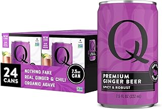 Q MIXERS Q GINGER BEER with Real Ginger & Organic Agave - Ideal for Cocktails & Mocktails - Made with Real Ingredients, Perfectly Carbonated & Less Sweet - 80 Calories per Can - 7.5 Fl Oz Cans (Pack of 24)