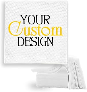 Custom Napkins | Personalized Cocktail Napkins – Linen-Like – White or Ivory – Your Logo or Text – 25, 50 or 100 Pack – Queen of Cards