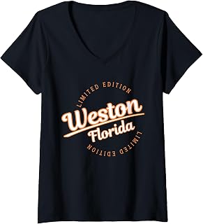 Womens Retro Athletic Weston FL Apparel V-Neck T-Shirt