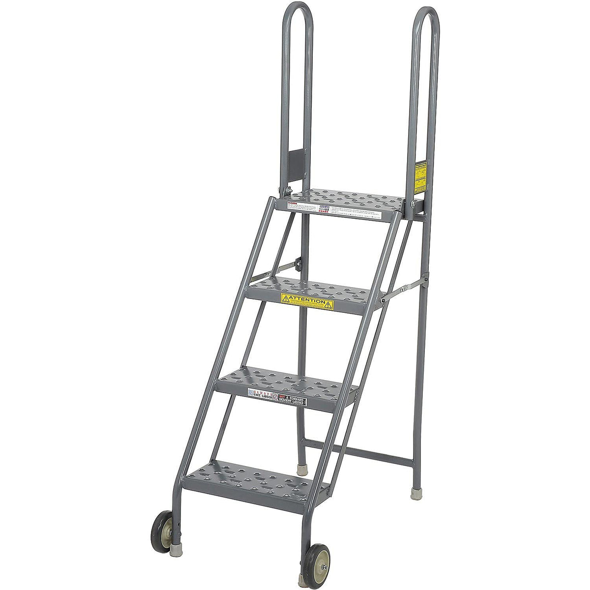 Tri-Arc 4-Step Mobile/Folding Steel Step Stand by Tri Arc – 4-Step, Alloy Steel, Gray, Model KDMF104166