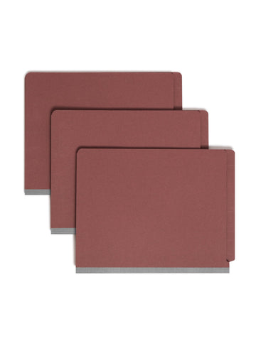 End Tab Pressboard Classification File Folder with SafeSHIELD® Fasteners by SMEAD – Letter, Red, Model 26855
