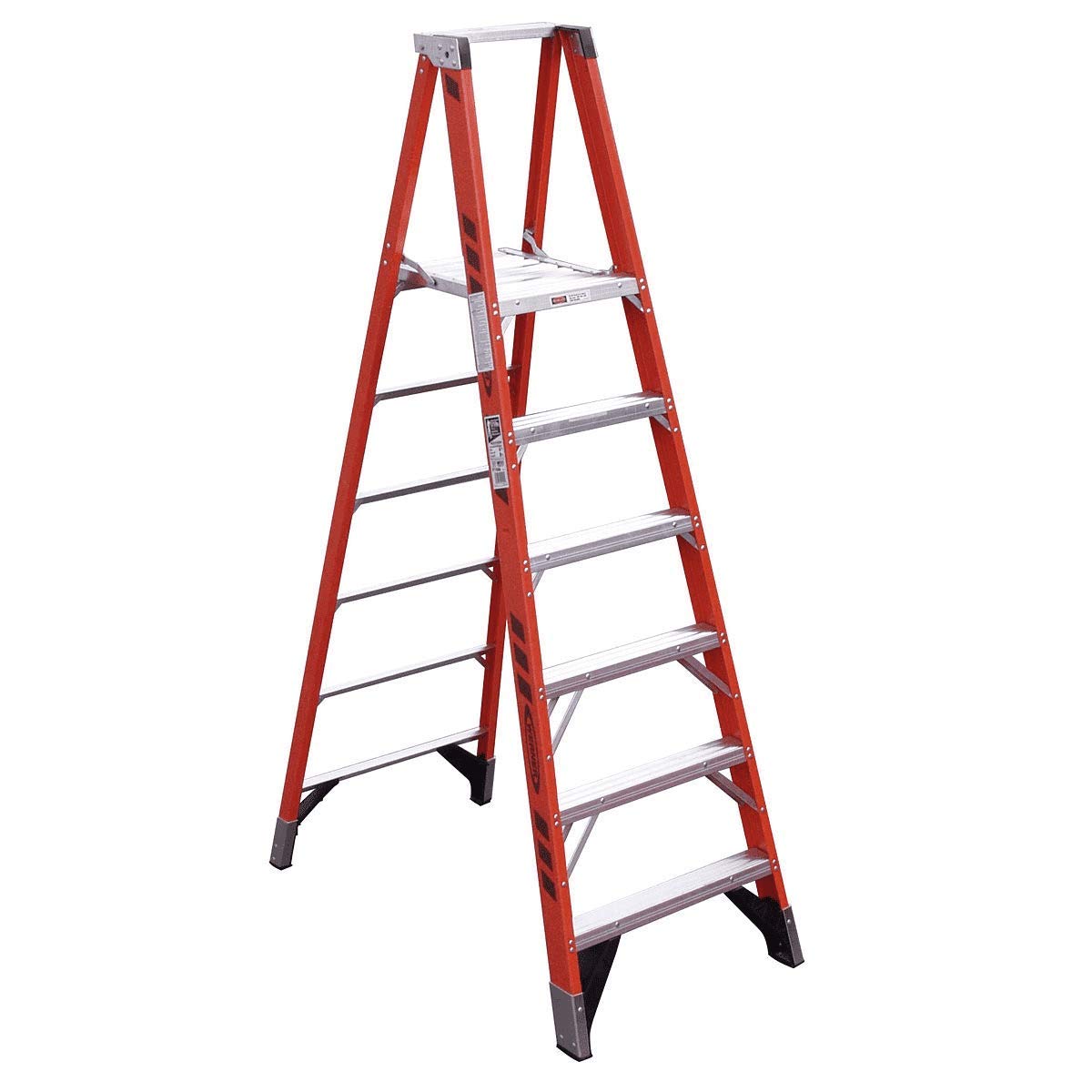 () Platform Ladder by Werner – 54.25"L x 30.5"W x 7.56"H, Fiberglass, Orange, Model P7406