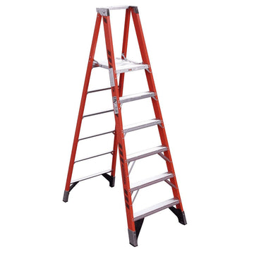 () Platform Ladder by Werner – 54.25"L x 30.5"W x 7.56"H, Fiberglass, Orange, Model P7406
