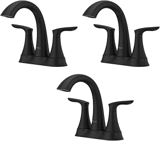 Pfister Weller Bathroom Sink Faucet, 4-Inch Centerset, 2-Handle, 3-Hole, Matte Black Finish, LG48WRPB (Pack of 3)