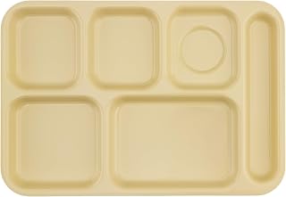 G.E.T. 14.4" x 9.9" Tan Plastic 6-Compartment Tray (Set of 12)