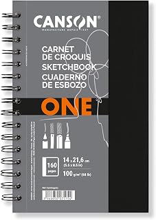 Canson ArtBook ONE - 14x21.6cm Spiral-Bound Sketchbook Including 80 Sheets of 100gsm Drawing Paper