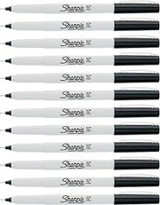 Sharpie 37121Dz Permanent Markers, Ultra-Fine, 12/Dz, Black