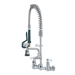 Royal Series 8" Space Saver Pre-Rinse w/Faucet by Krowne – 13"L x 27"W x 4"H, Brass, Chrome, Model 18-706L