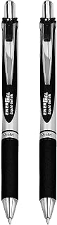 Pentel EnerGel RTX Retractable Liquid Gel Pen, (0.7mm) Metal Tip, Medium Line, Black Ink 2 Pack