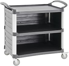Black Plastic 3-Sided Light-Duty Service Cart - 37 7/8"Lx19 5/8"Wx36 5/8"H
