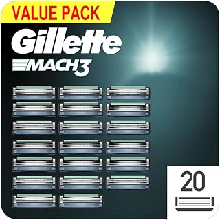 Gillette Mach3 Razor Blades Men, Pack of 20 Razor Blade Refills, Stronger Than Steel Blades (Packaging May Vary)