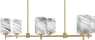 Franklin 6 Light Island Light, New Age Brass Finish, 3.5" Square Onyx Swirl Glass